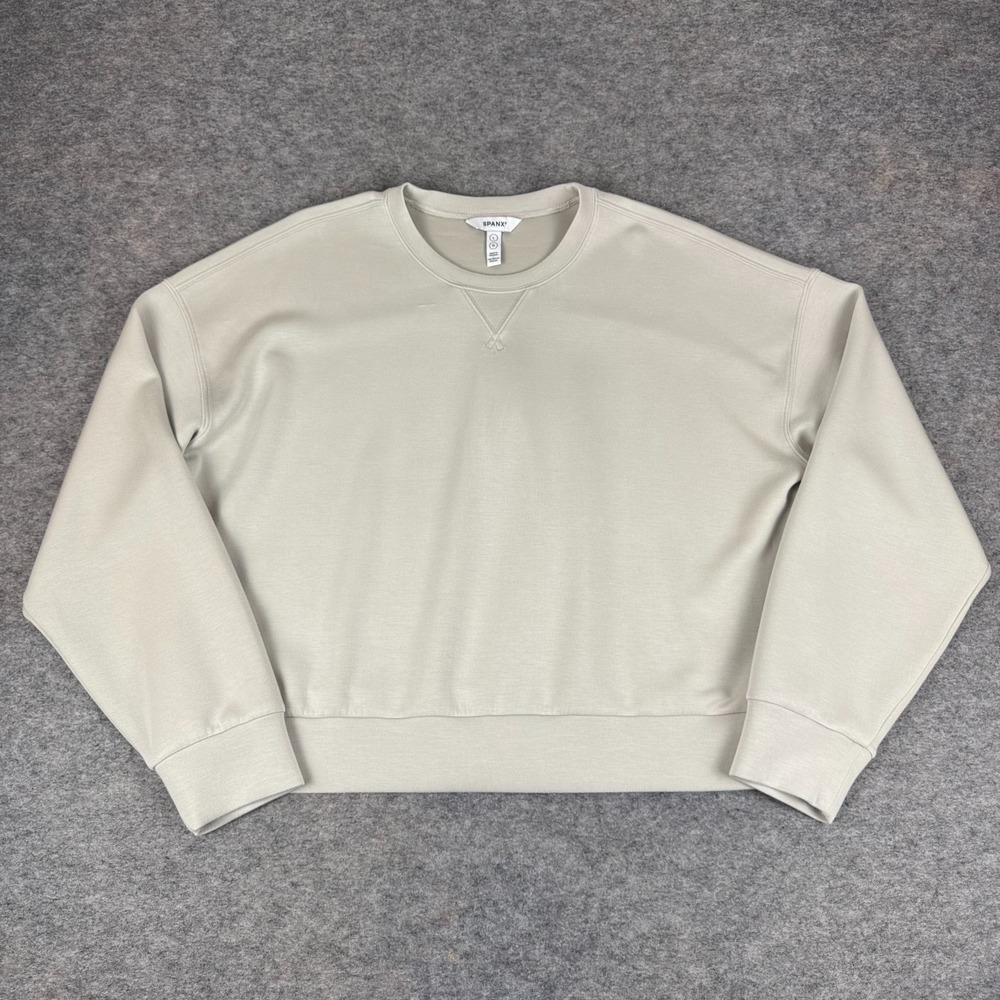 SPANX Air Essentials Crew Sweatshirt Beige Womens‎ Large L